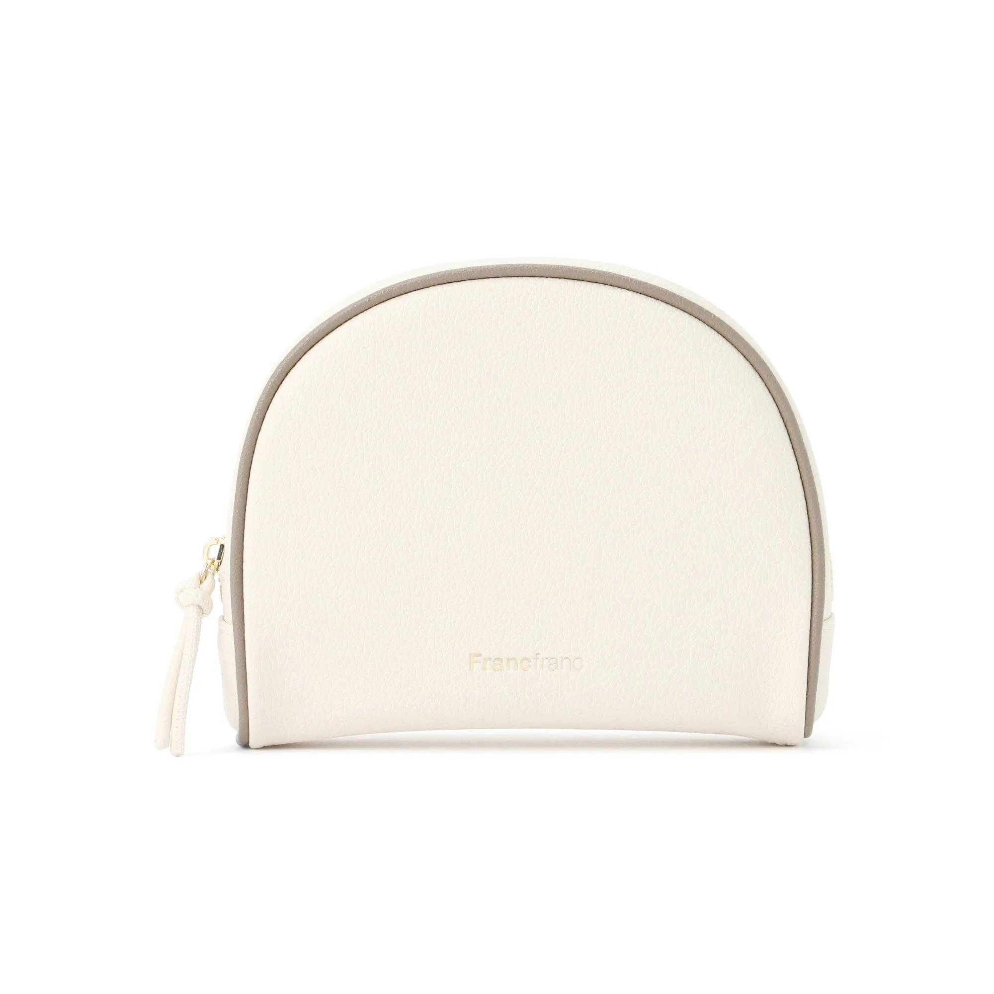 Bicolor Round Pouch Ivory