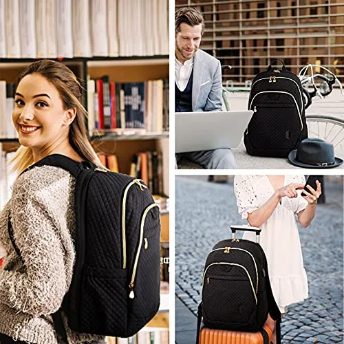 Black Laptop Backpack for Women for Business, College and Travel