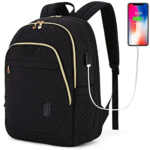 Black Laptop Backpack for Women for Business, College and Travel