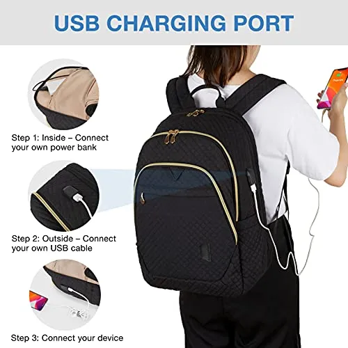 Black Laptop Backpack for Women for Business, College and Travel