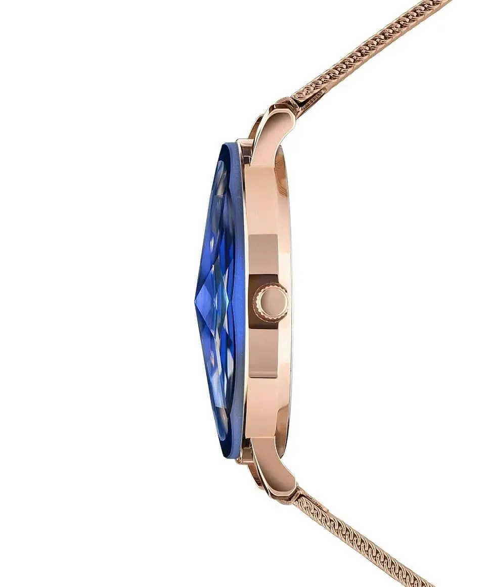 Blue Facet Swiss Ladies Watch Rose Gold Tone Bracelet - J5.613.L