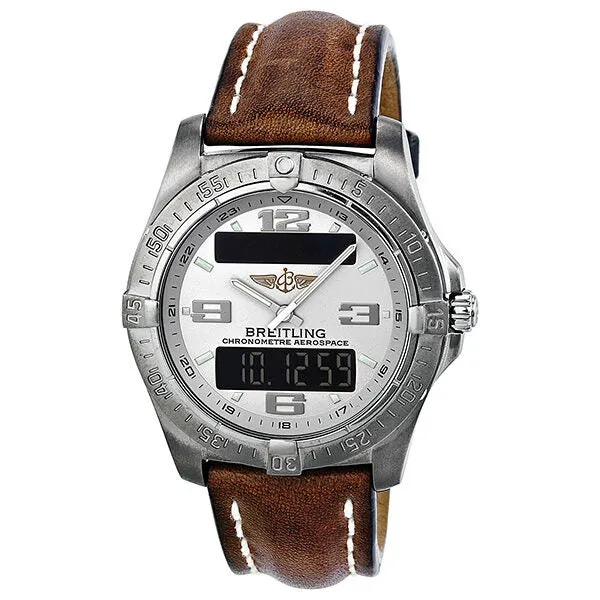 Breitling Aerospace Advantage Silver Dial Brown Leather Men's Watch E7936210-G606BRLT