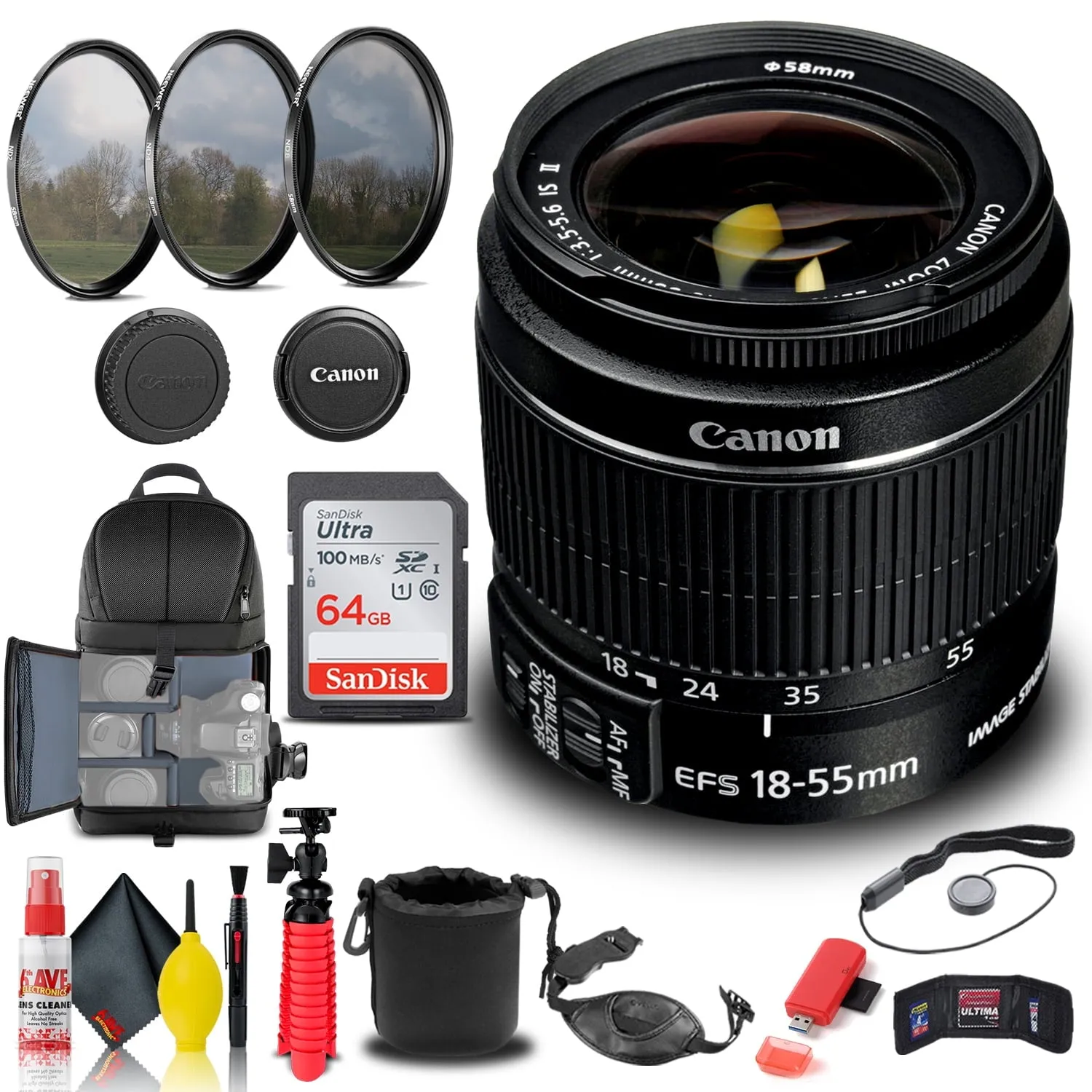 Canon EF-S 18-55mm f/3.5-5.6 IS II Lens (2042B002)   Filter   BackPack   More