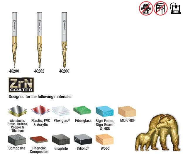 Carving Ball Nose CNC Router Bit Collection | 3 Piece | Set 1⁄4" Shank, 1⁄32, 1⁄16 & 1⁄8 Dia | AMS-144 | 738685991442