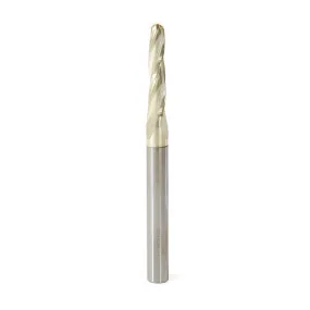 Carving Tapered Ball Nose CNC Router Bit | 1° x 3⁄16 Dia x 3⁄32 Radius x 1 x 1⁄4 Shank x 3" Long | 46298 | 738685462980