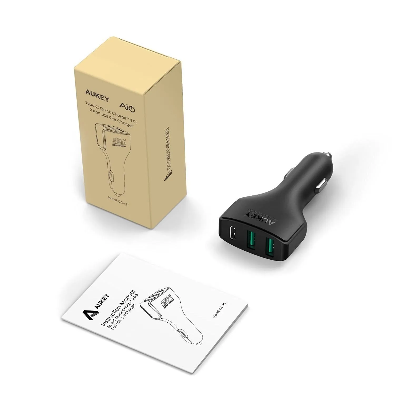 CC-Y3 49.5W 10A AiPOWER Quick Charge 3.0 USB C Car Charger