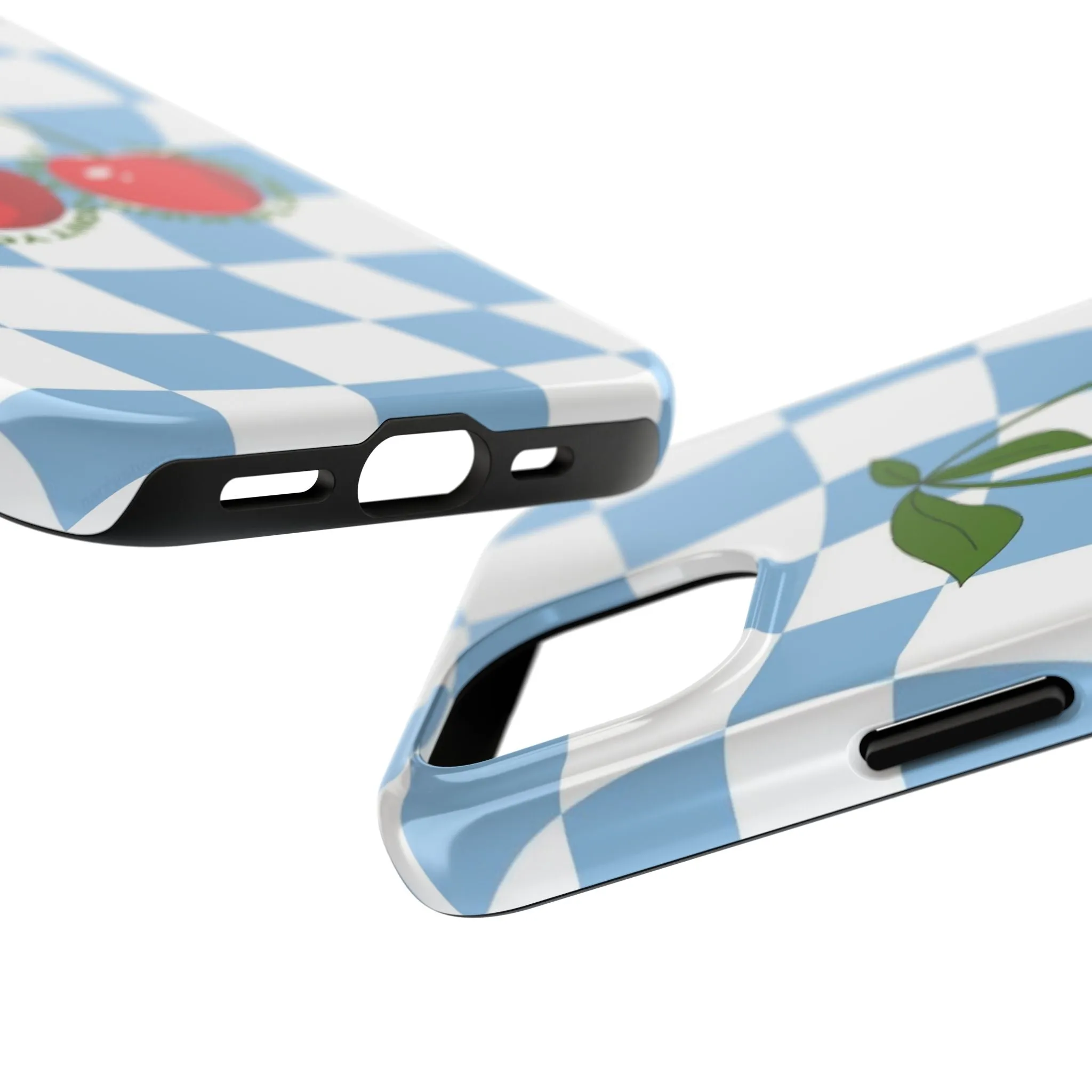 Cherry Gossip Check Tough iPhone Cases