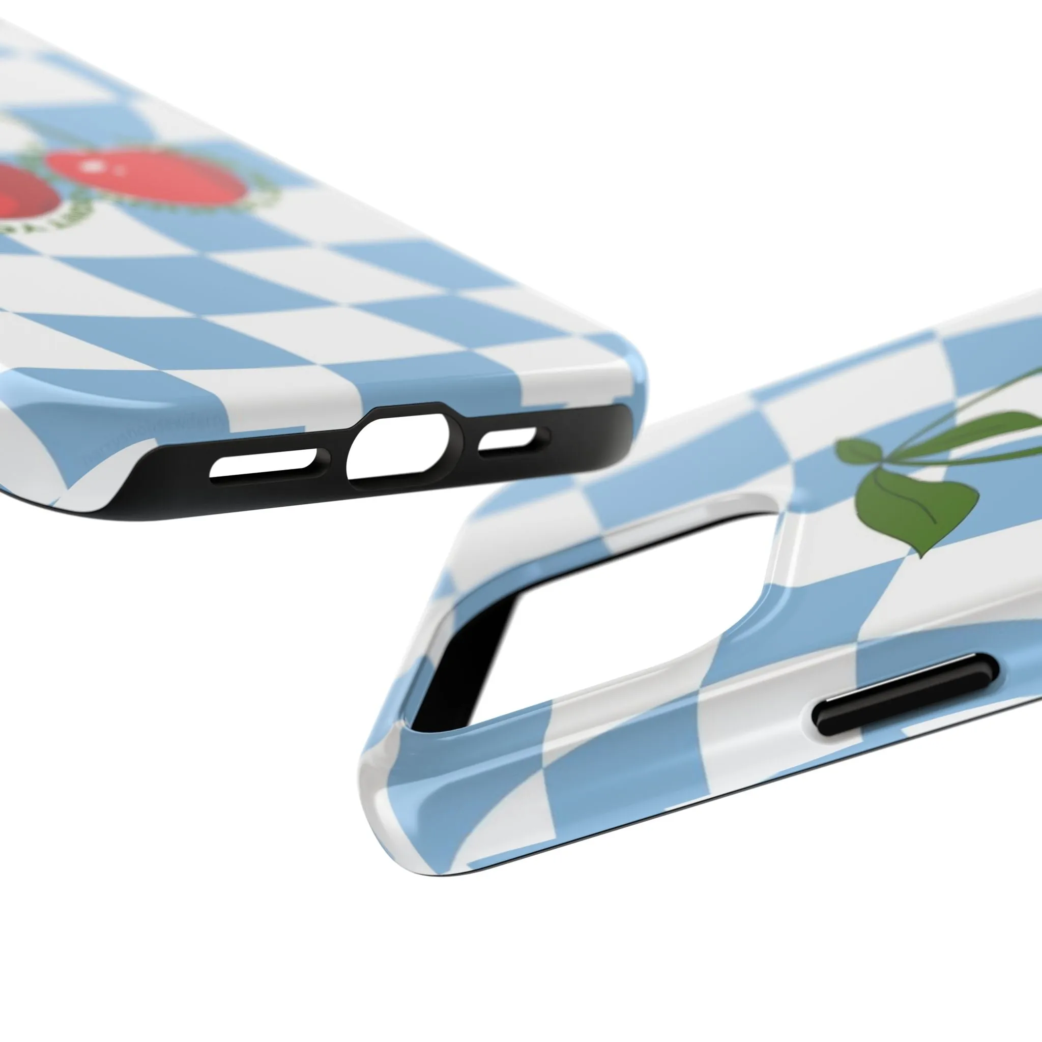 Cherry Gossip Check Tough iPhone Cases