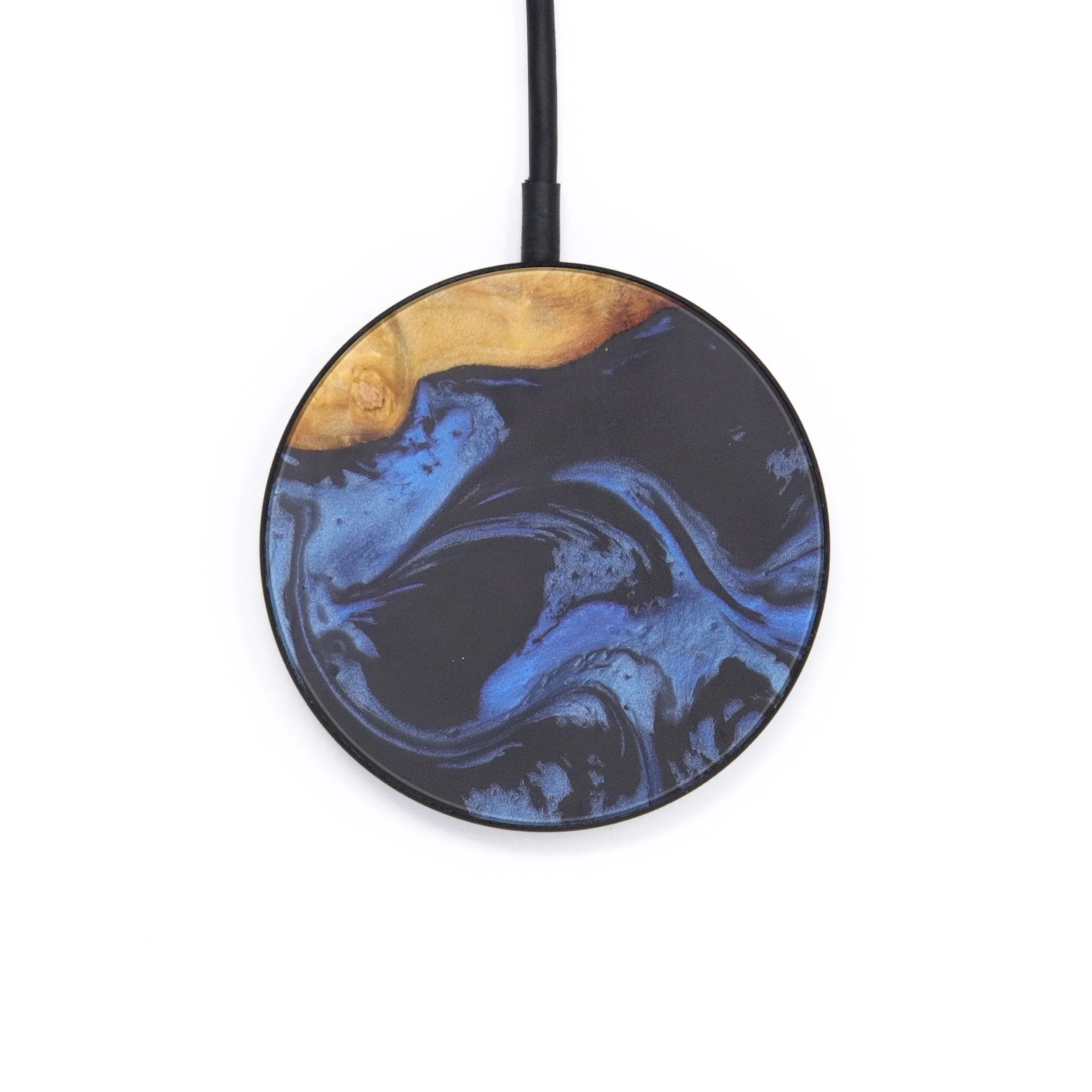 Circle Wood Resin Wireless Charger - Edithe (Dark Blue, 607000)