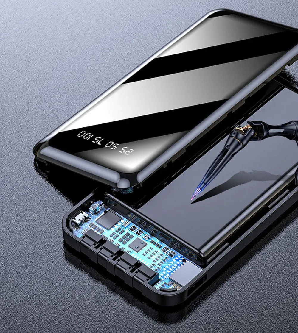 CRONY L15 Power Bank with Built-in 4 Cables slim mini data cable bank power power bank 28000mah