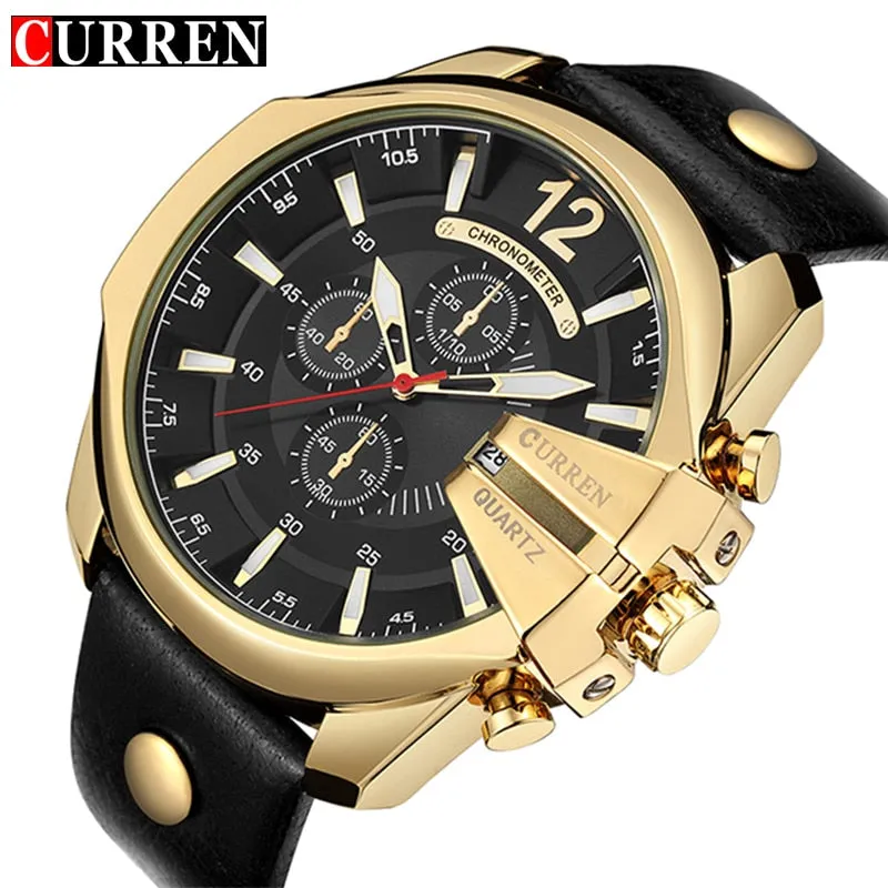 CURREN Men's Sports Quartz Watch Men Top Brand Luxury Designer Watch Man Quartz Gold Clock male Fashion Relogio Masculino Date