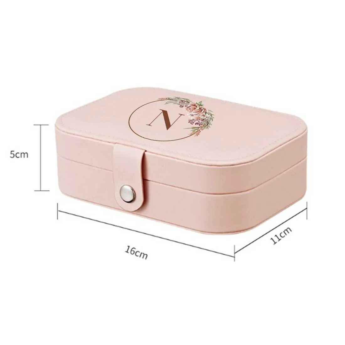 Customised Travel Jewellry Organiser Box for Earrings Pendant Rings - Floral Monogram