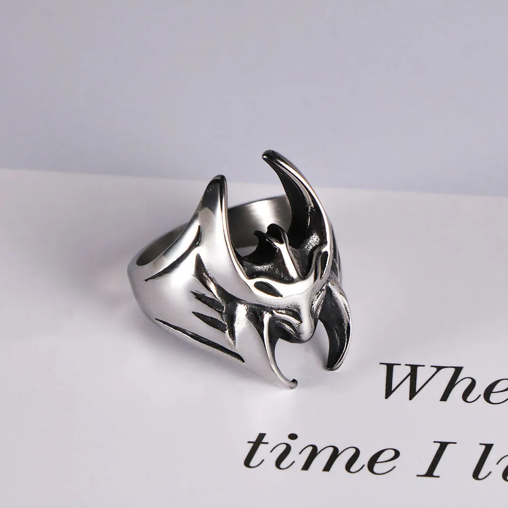 Customized Retro Batman Titanium Steel Ring for Men - Hip-Hop Style Wholesale