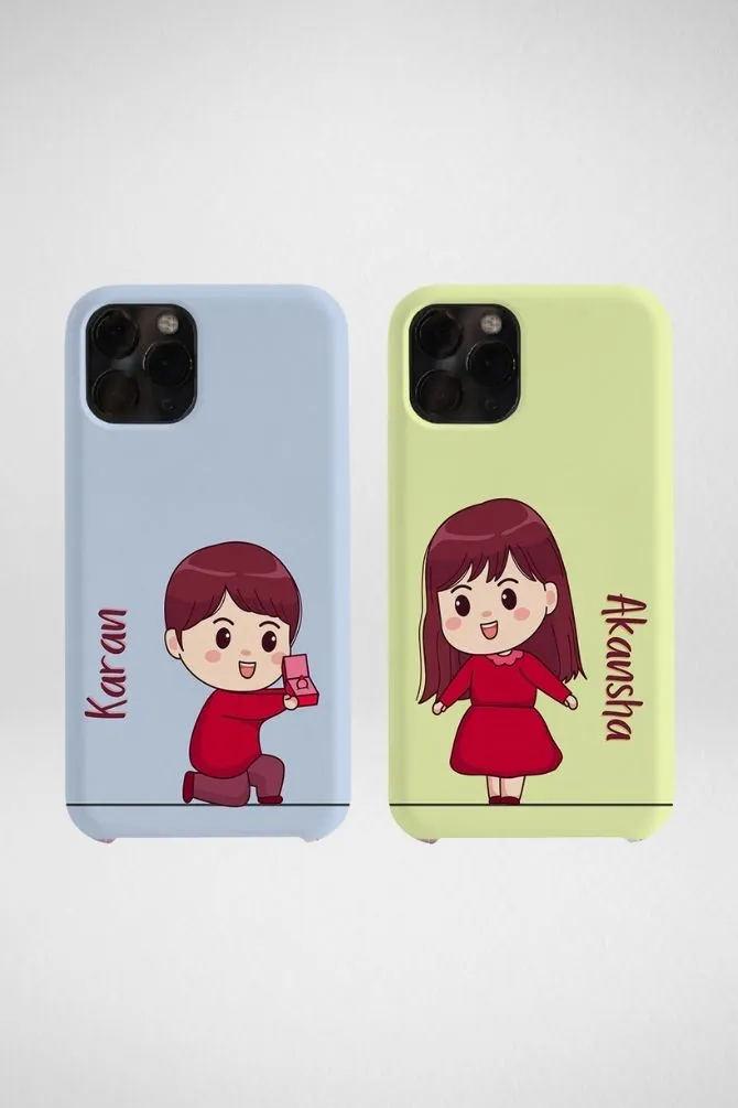 Cute Proposal Couple Customized Hard Mobile Case - iPhone, Samsung, OnePlus & Xiaomi