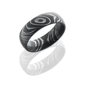 Damascus Steel Domed Wedding Band 7mm