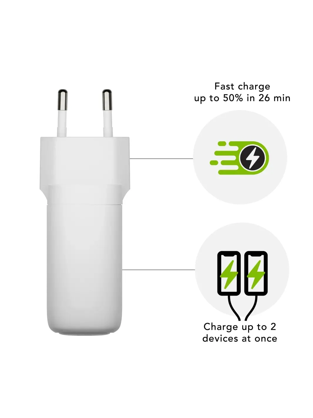 dbramante1928 - (65W) USB C / USB A GaN Charger Power Supply PD (CI65EUWH7100) - White