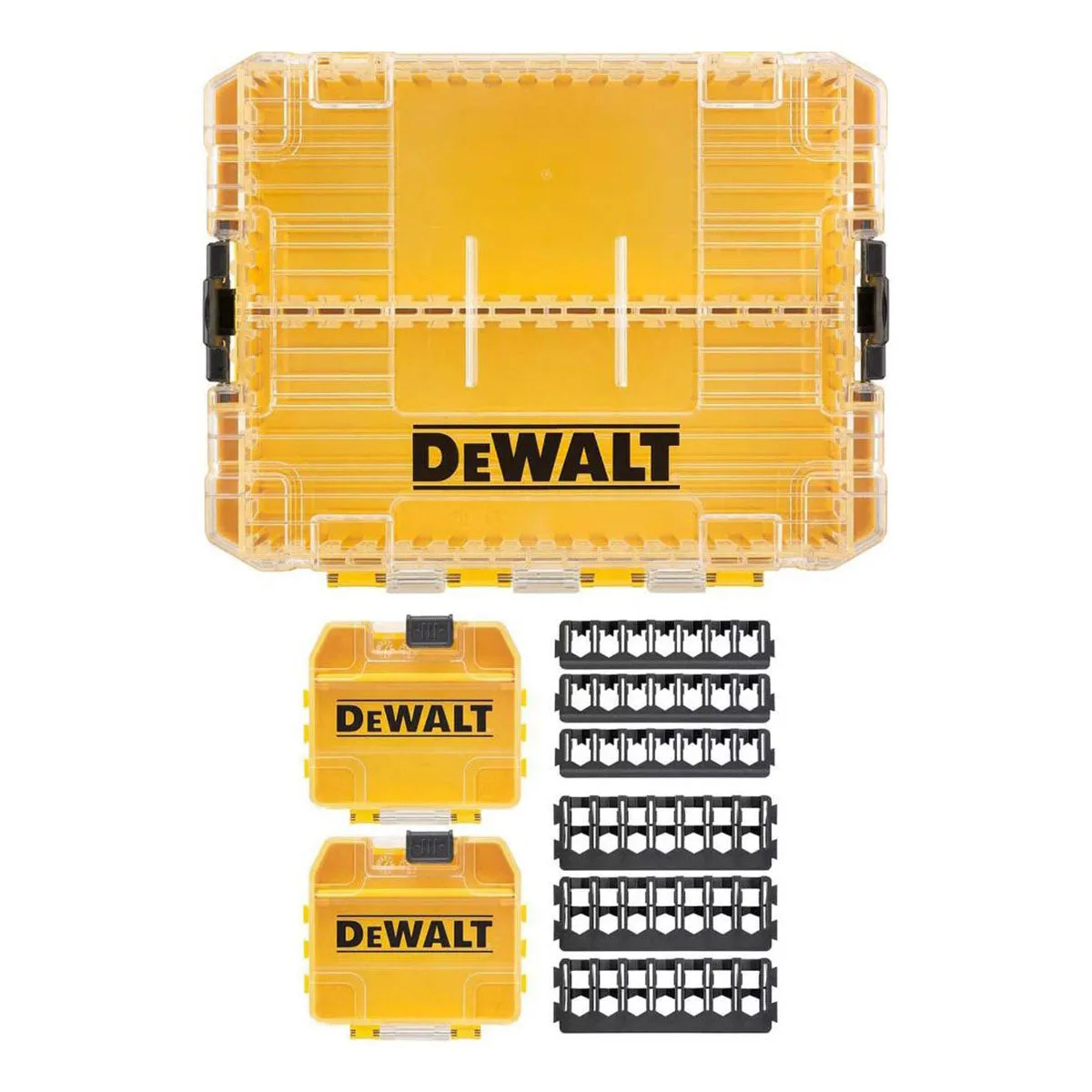 Dewalt DT70803-QZ Medium Tough Case Organiser with 2 x Small Bulk Storage Case & Screwdriver Bit Bars