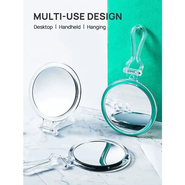 Double-sided 1x/10x Magnifying Foldable Makeup Mirror For Handheld, Table And Travel Usage