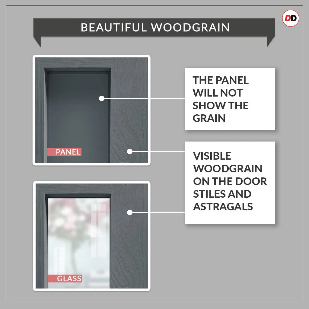 Double Sliding Door & Premium Wall Track - Eco-Urban® Hampton 4 Pane Doors DD6413SG Frosted Glass - 6 Colour Options