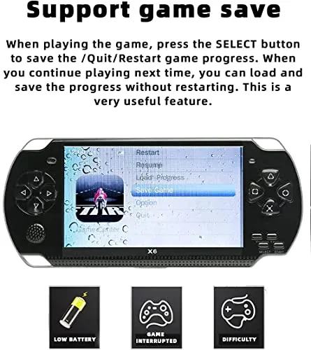 Drumstone 【Special Offer Deal with 15 Years Warranty】 4.3 inch 8GB Handheld Game Console Built-in 1500 Games with Multiple simulators x6 Retro Video Game Console mp3/mp4/Ebook TV Out Portable Game