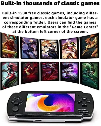 Drumstone 【Special Offer Deal with 15 Years Warranty】 4.3 inch 8GB Handheld Game Console Built-in 1500 Games with Multiple simulators x6 Retro Video Game Console mp3/mp4/Ebook TV Out Portable Game