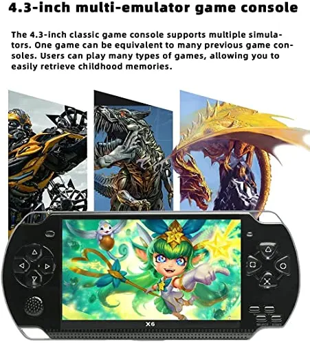 Drumstone 【Special Offer Deal with 15 Years Warranty】 4.3 inch 8GB Handheld Game Console Built-in 1500 Games with Multiple simulators x6 Retro Video Game Console mp3/mp4/Ebook TV Out Portable Game