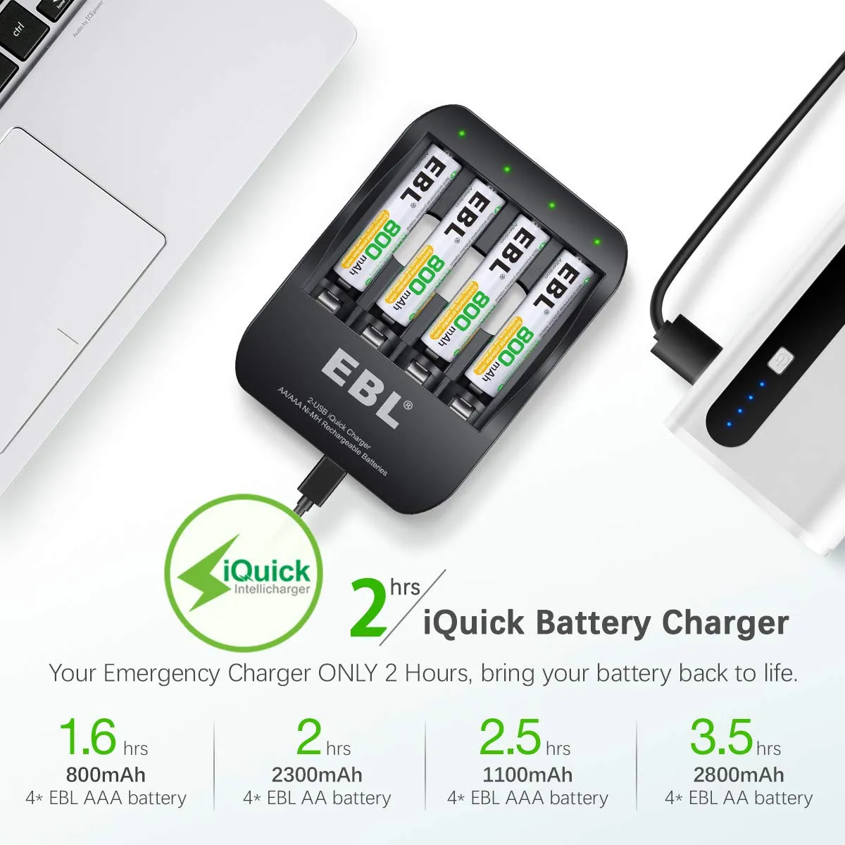 EBL C6201 4-Bay Smart Ni-MH AA AAA Battery Charger