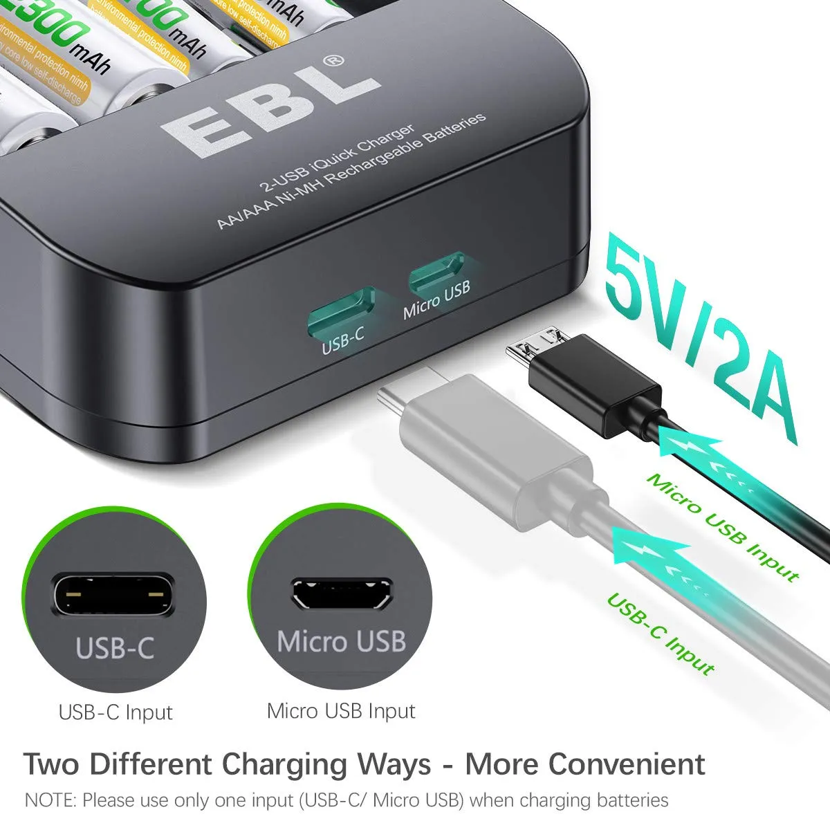 EBL C6201 4-Bay Smart Ni-MH AA AAA Battery Charger