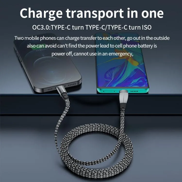 Elbow USB-C Fast Charge Data Cable - 3A High-Speed Nylon Braided Charging Wire