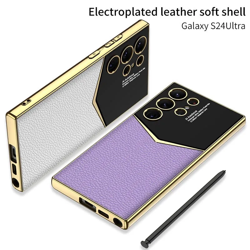 Electroplated Leather Ultra Thin Phone Case for Samsung Galaxy S24 S23