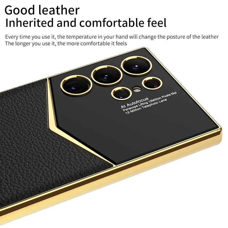 Electroplated Leather Ultra Thin Phone Case for Samsung Galaxy S24 S23