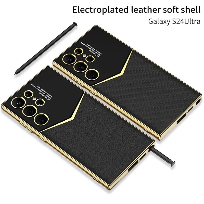 Electroplated Leather Ultra Thin Phone Case for Samsung Galaxy S24 S23