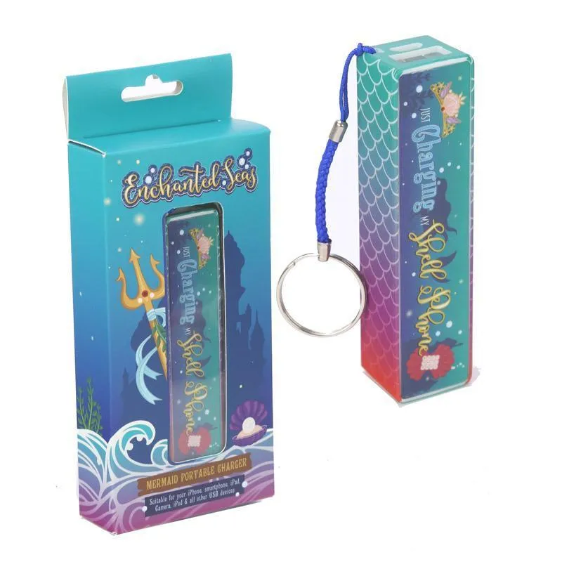 Enchanted Seas Mermaid Design Portable USB Charger Power Bank Key-ring