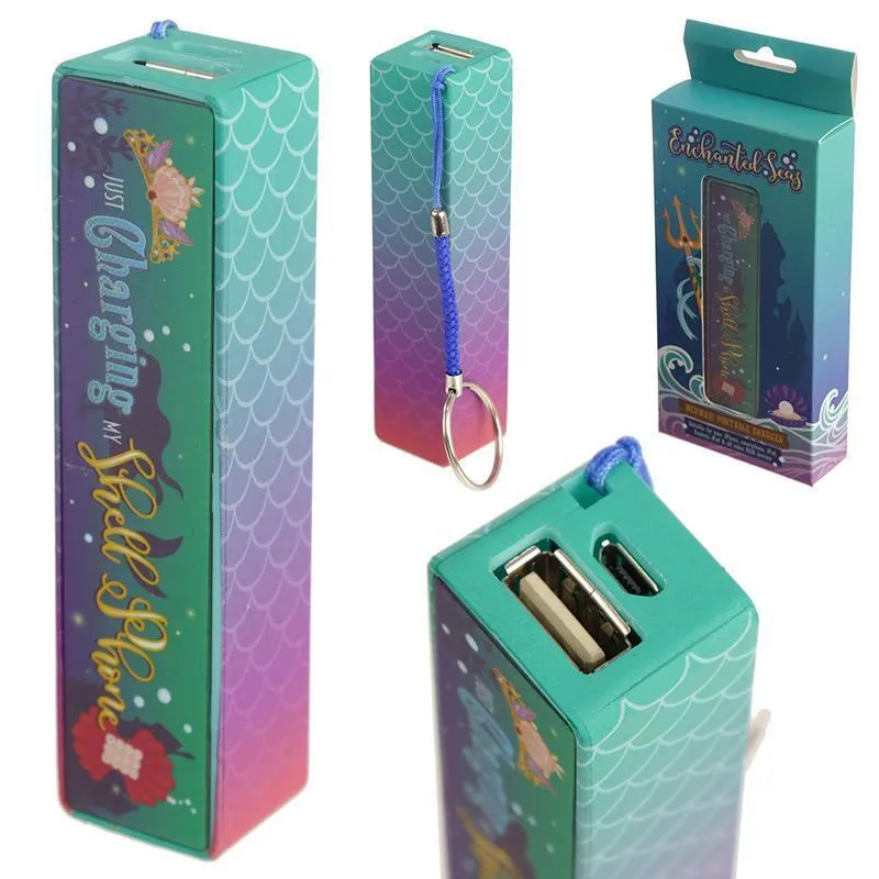 Enchanted Seas Mermaid Design Portable USB Charger Power Bank Key-ring