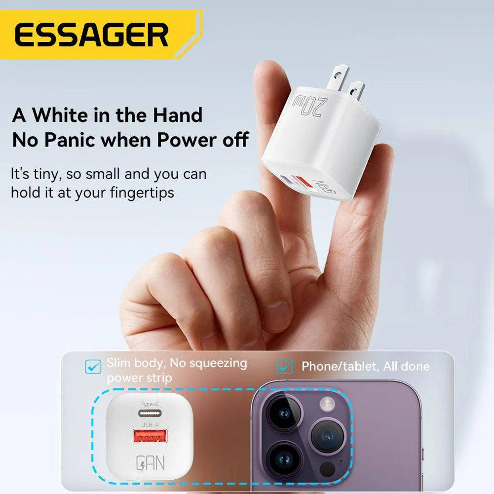 Essager 20W GaN USB-A & Type-C Fast Charger