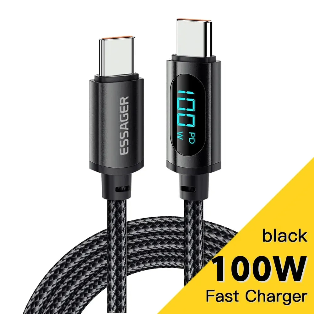 Essager Type C to Type C Cable 100W PD Fast Charging Charger USB C to USB C Display Cable For Xiaomi POCO F3 Realme Macbook iPad