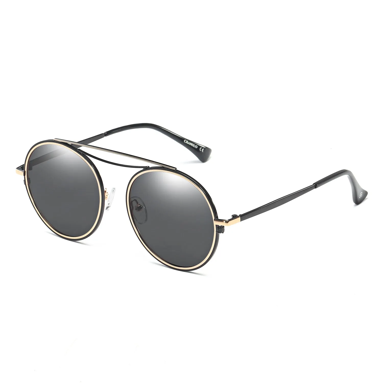 FAIRFAX | Polarized Circle Round Brow-Bar Fashion Sunglasses