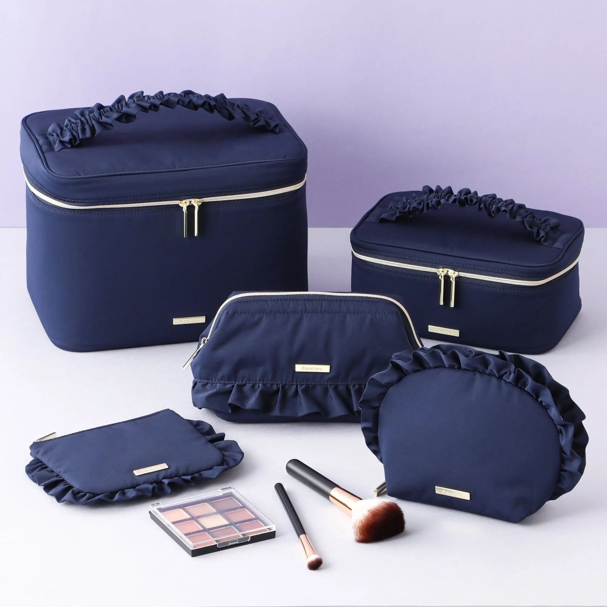 Frill Vanity Pouch S Navy