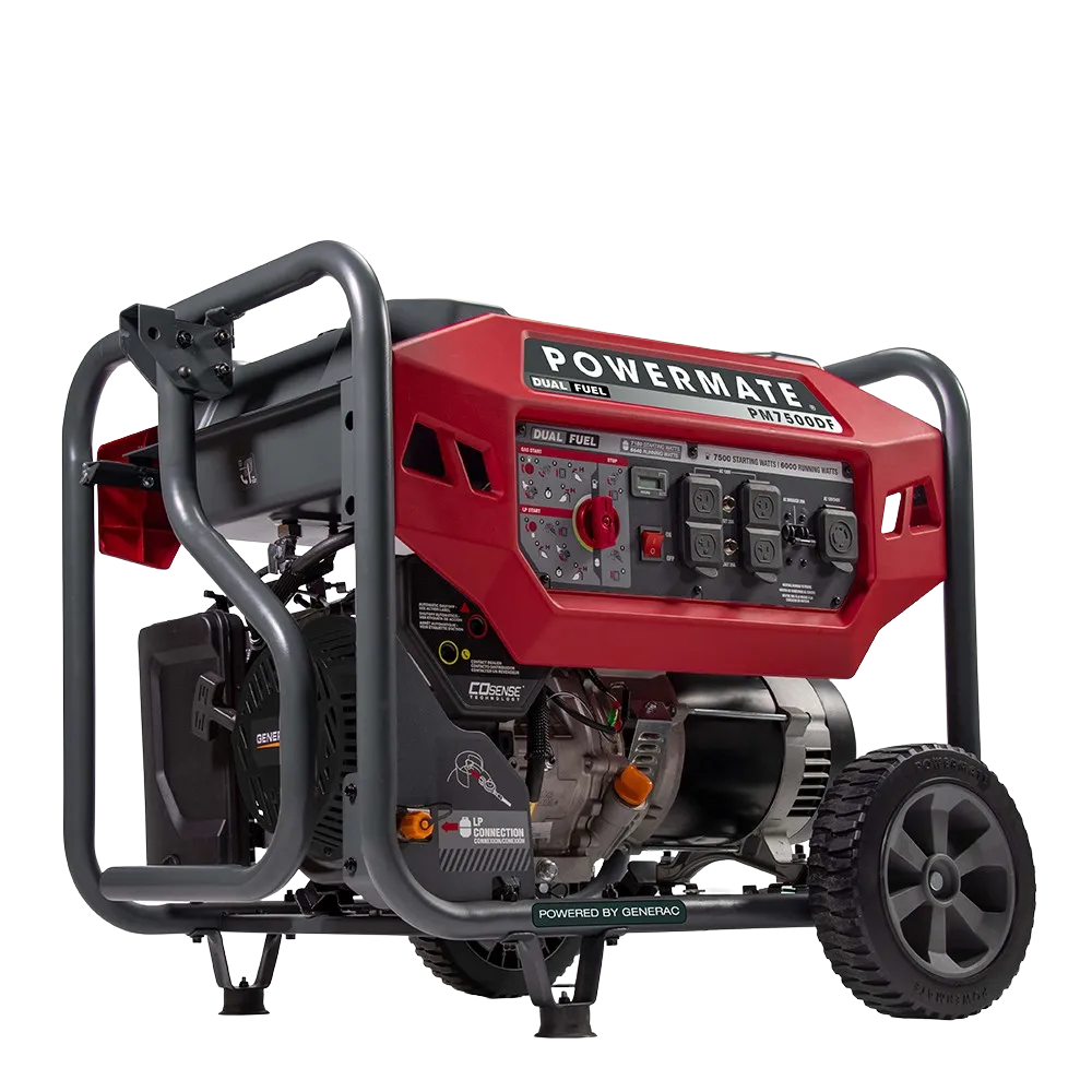 Generac/Powermate PM7500DF 6000W/7500W Recoil Start Dual Fuel Portable Generator with CO-Sense New