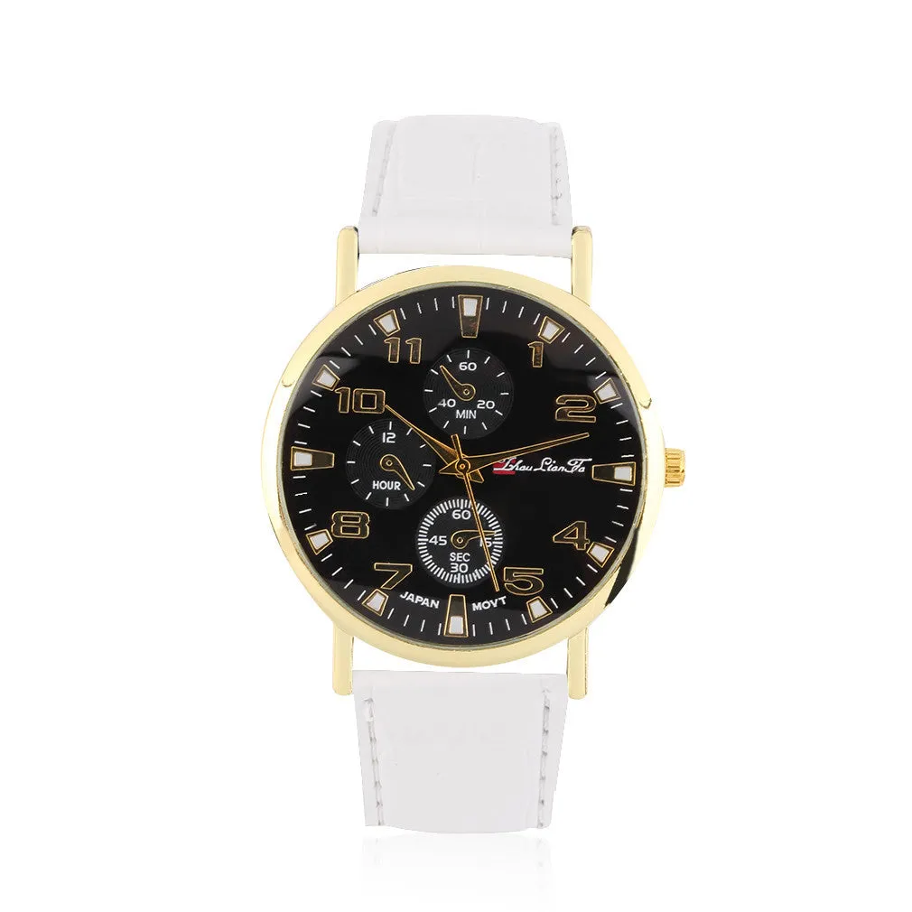 Geneva leather waterproof watch a variety of colors quartz-watch