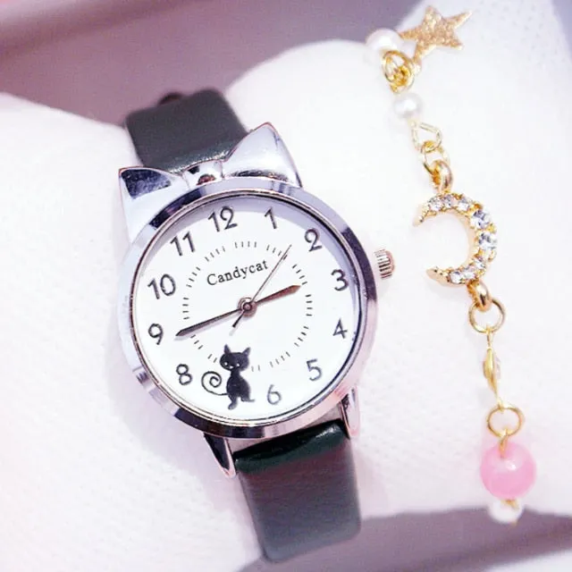 Girl Fashion Watch and Watch   Bracelet Set, Cute Analog Children Quartz Watch