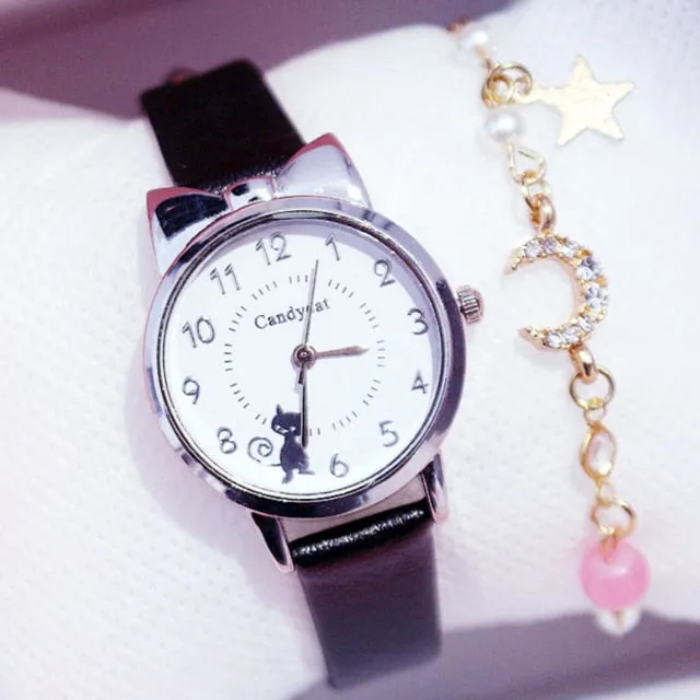 Girl Fashion Watch and Watch   Bracelet Set, Cute Analog Children Quartz Watch