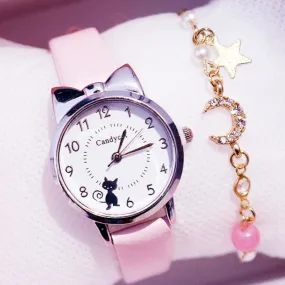 Girl Fashion Watch and Watch   Bracelet Set, Cute Analog Children Quartz Watch