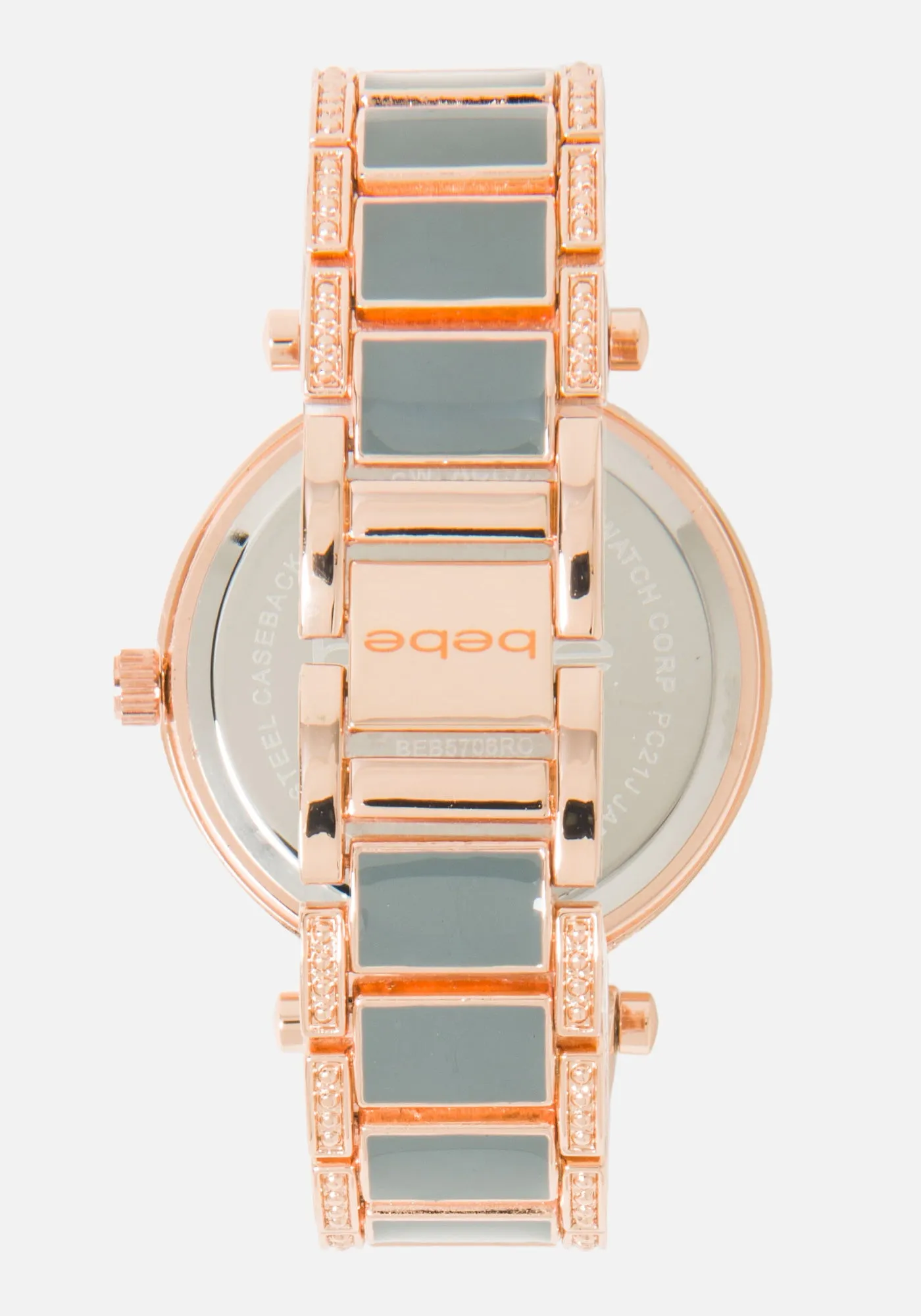 Grey Enamel And Crystal Bebe Logo Watch