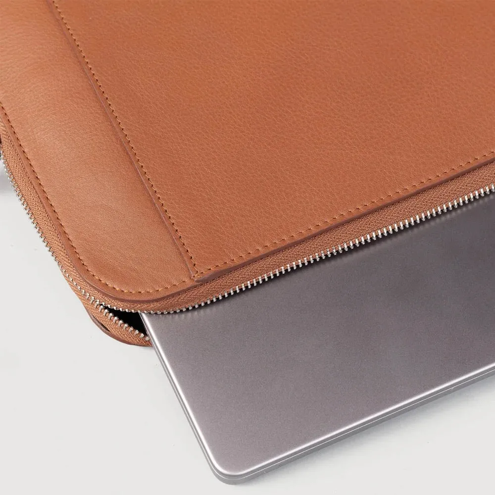 HABIKI Luxury Leather Laptop Sleeve for 13 to 16 inch Laptops – Stylish & Protective Case for MacBook, Laptops, and Tablets – Soft Padded Leather Sleeve with Zipper Closure