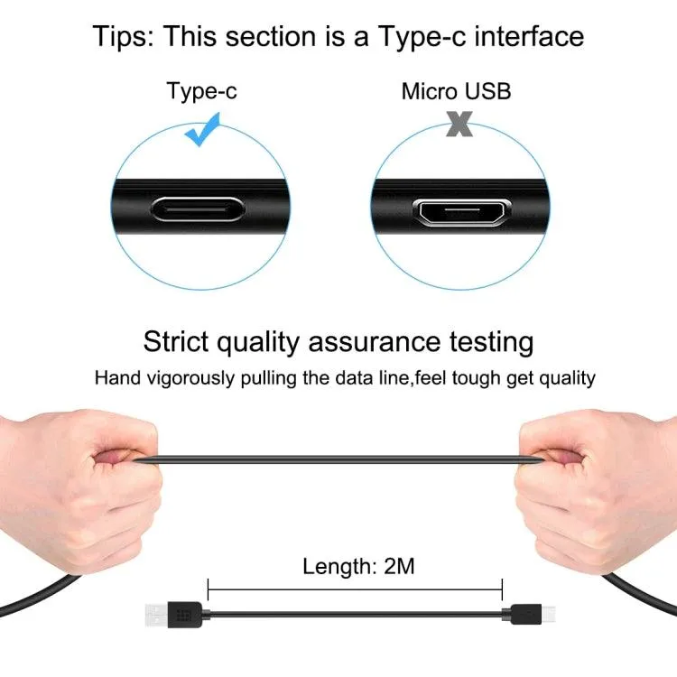 HAWEEL 2m USB-C to USB 2.0 High-Speed Data & Charging Cable