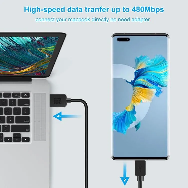 HAWEEL 2m USB-C to USB 2.0 High-Speed Data & Charging Cable