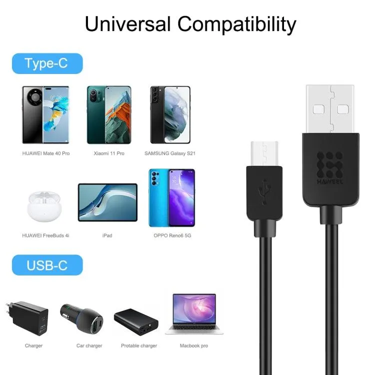 HAWEEL 2m USB-C to USB 2.0 High-Speed Data & Charging Cable