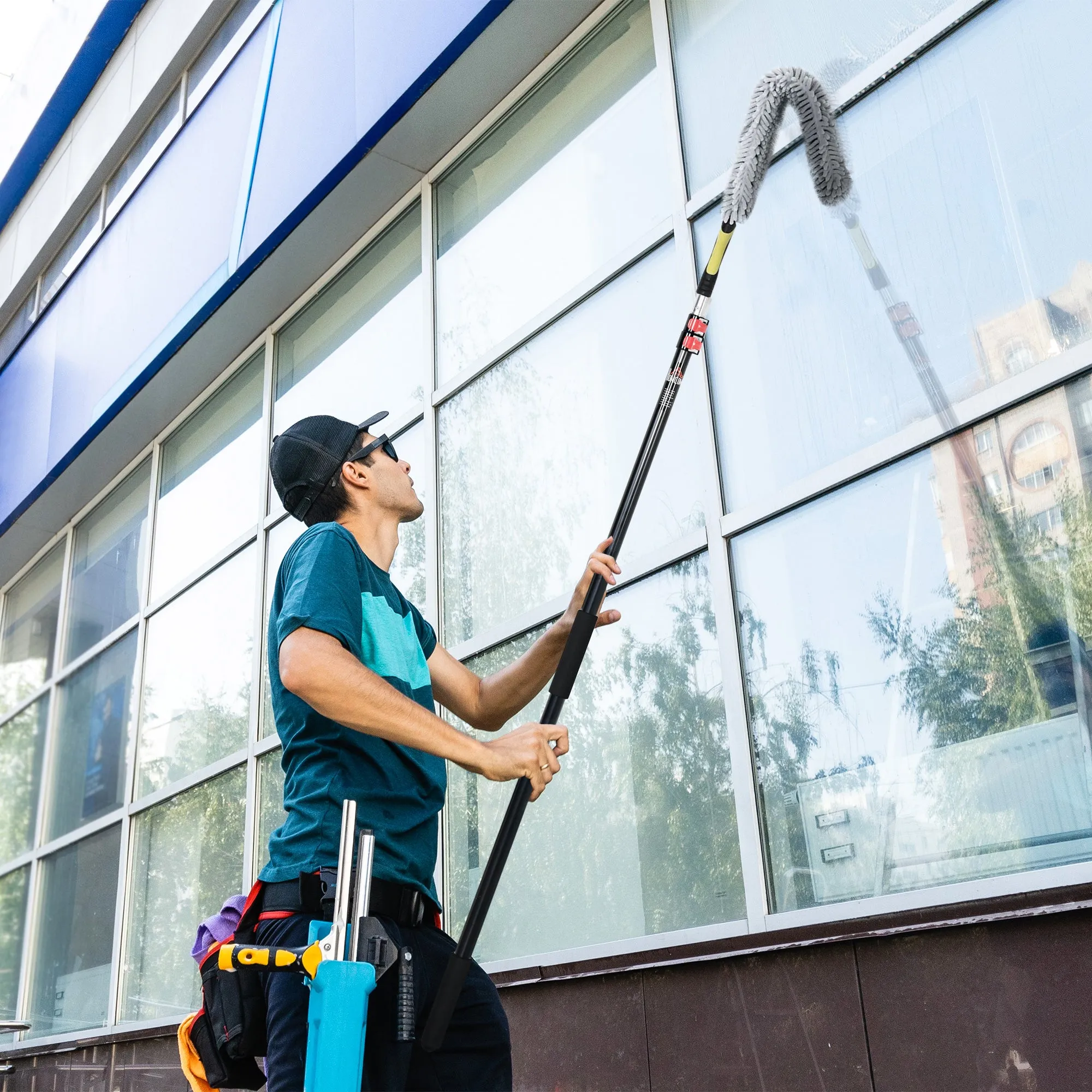 HOMCOM Extendable Feather Duster Cleaning Kit W/ Telescopic Pole 3.5m/11.5ft