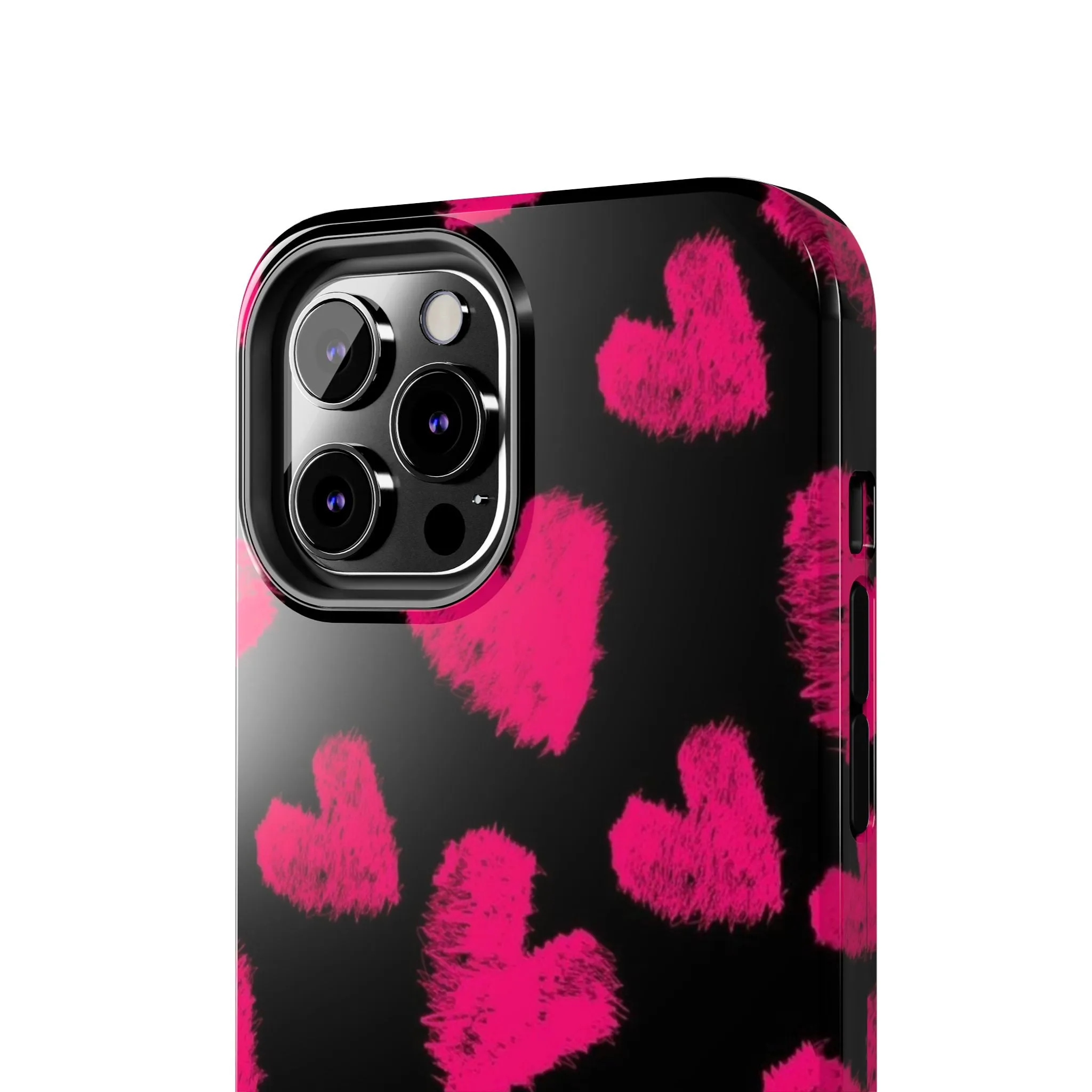 Hot Pink Fuzzy Hearts iPhone Tough Case